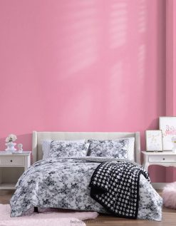 للجنسين Betsey Johnson زهور العنب لحاف التوأم مجموعة شام أسود مُكَمِّلات ZXT0V414