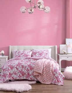 للجنسين Betsey Johnson زهور العنب لحاف التوأم مجموعة شام لون القرنفل مُكَمِّلات ZXT0V418