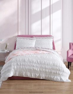للجنسين Betsey Johnson طقم لحاف ملك أبيض سادة من بدوار متعدد مُكَمِّلات ZXT0V420