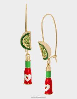 نحيف Betsey Johnson أقراط الصلصة الحارة أحمر مجوهرات ZXT0V349