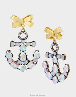نحيف Betsey Johnson أقراط قطرة مرساة التحكم في التطواف كريستال مجوهرات ZXT0V313