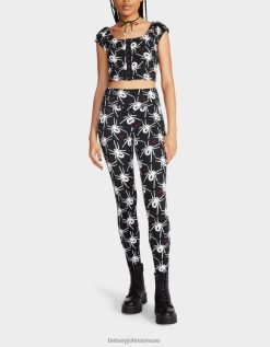 نحيف Betsey Johnson الثمانين باش الثانية ليقنز أسود / أبيض ملابس ZXT0V304