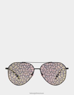 نحيف Betsey Johnson النظارات الشمسية المطبوعة الجميلة أسود وردي مُكَمِّلات ZXT0V377
