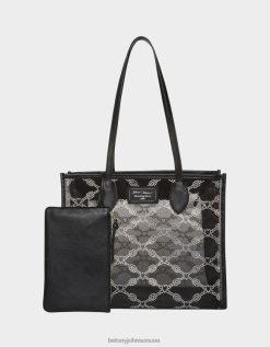 نحيف Betsey Johnson حقيبة حمل من حجر شبك لامع أسود مُكَمِّلات ZXT0V253