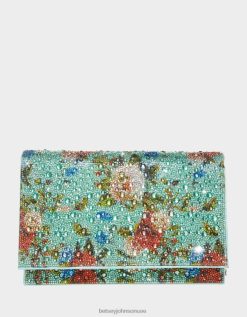 نحيف Betsey Johnson حقيبة رفرف حجر الراين الأزهار نعناع مُكَمِّلات ZXT0V224