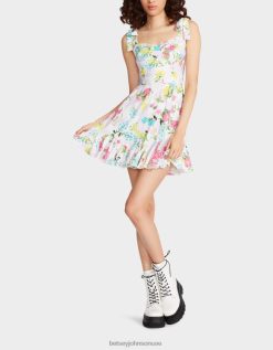 نحيف Betsey Johnson فستان تلوح الصغير أبيض ملابس ZXT0V265
