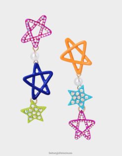 نحيف Betsey Johnson Kidult kitsch أقراط خطية غير متطابقة على شكل نجمة متعدد مجوهرات ZXT0V364