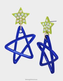 نحيف Betsey Johnson Kidult kitsch أقراط صغيرة على شكل نجمة أزرق مجوهرات ZXT0V348